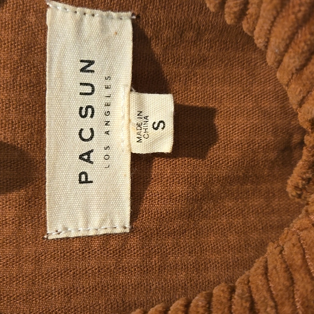 PACSUN Los Angeles Wide Wale Corduroy Jean Jacket Rust Brown Womens S EUC - Picture 2 of 9